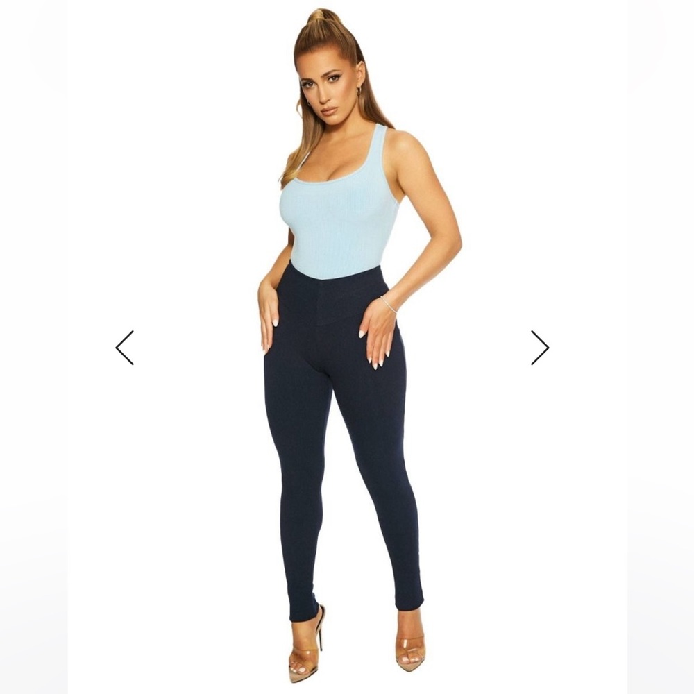 NWT Naked Wardrobe Navy Snatched Down Leggings